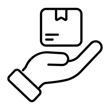 Hand with package depict the delivery service icon for premium use