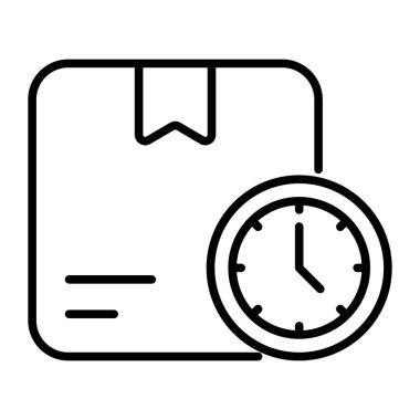 Package with clock vector icon in editable style