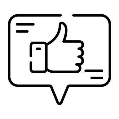 A thumbs up hand inside the chat bubble vector of feedback