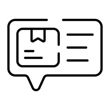 An icon of chat bubble having delivery package showing concept of delivery detail