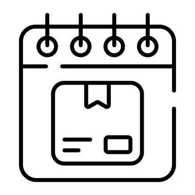 Package inside the calendar symbolizing concept of delivery date
