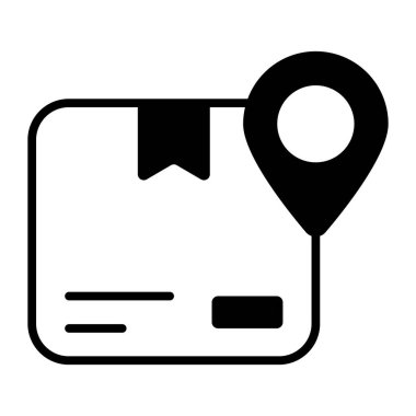 Parcel with map pin denoting icon of delivery location
