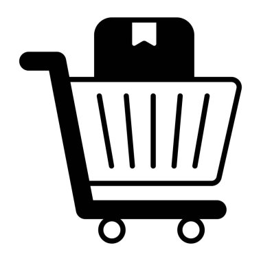 Parcel in trolley, trendy vector of delivery cart