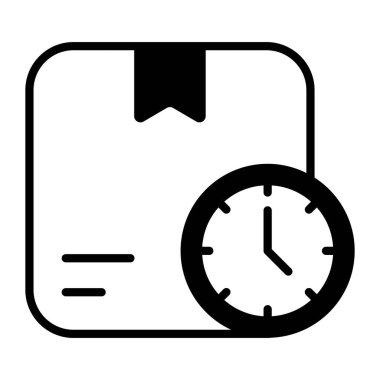 Package with clock vector icon in editable style
