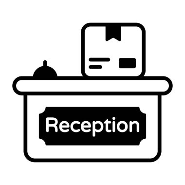 Parcel box on a reception desk, delivery service vector