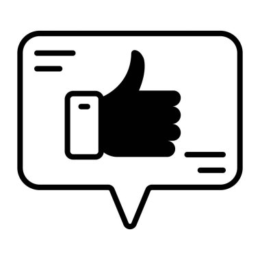 A thumbs up hand inside the chat bubble vector of feedback