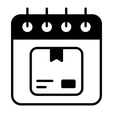 Package inside the calendar symbolizing concept of delivery date