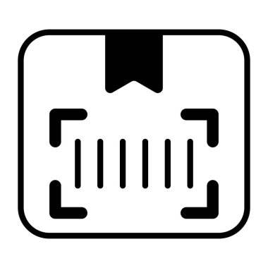 Package box having barcode, parcel scanning icon
