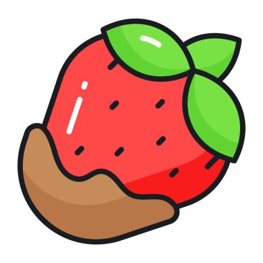 A beautiful vector of chocolate strawberry, party treat icon