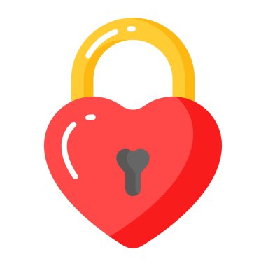 Valentine heart shape lock, vector icon of love padlock