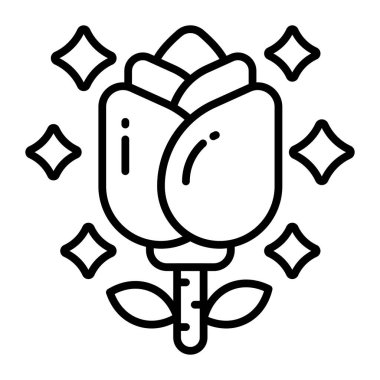 Rose flower vector design in modern style, editable icon