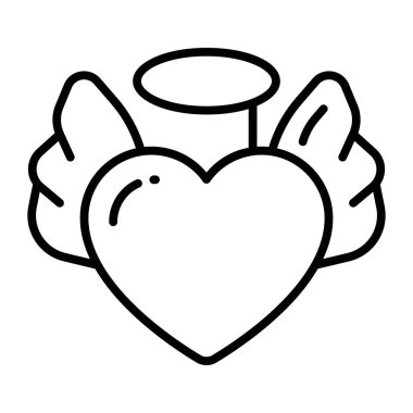 Heart with wings denoting love angel vector, easy to use icon