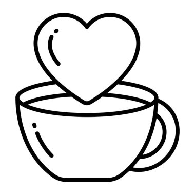 Coffee cup with heart symbol icon of favorite coffee in modern style