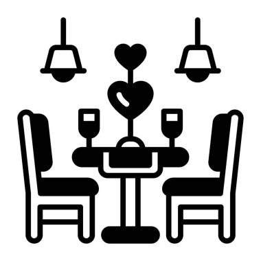Beautiful designed vector of romantic dinner, ready to use icon