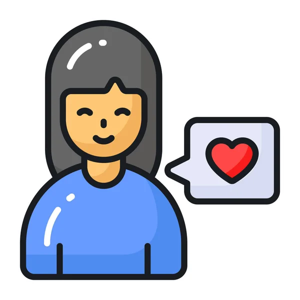 Girl Chat Bubble Heart Icon Love Chat — Stockvector