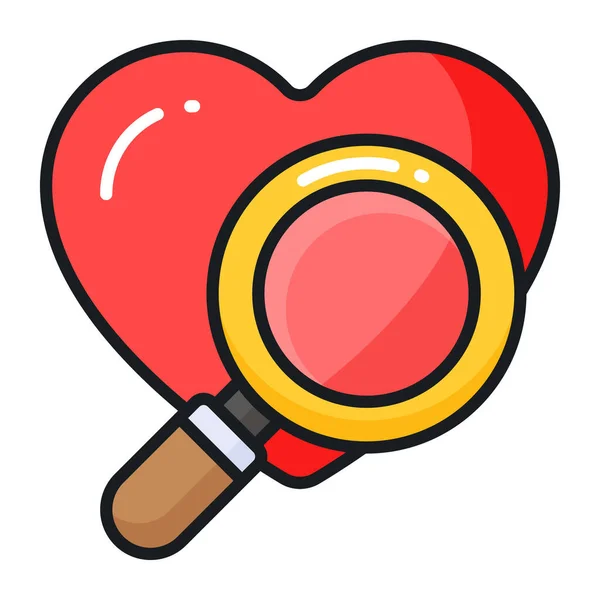 Searching Love Magnifier Icon Love Finding Modern Style — Archivo Imágenes Vectoriales