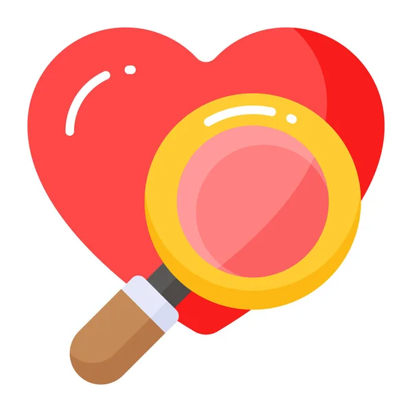 Searching Love Magnifier Icon Love Finding Modern Style — Stockvector