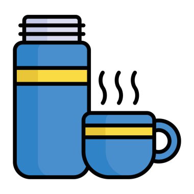 Tea cup and thermos vector icon in trendy style