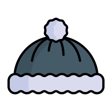 Winter cap vector design icon, winter beanie