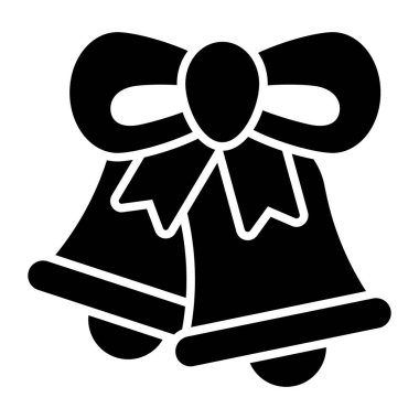 Bell with decorative bow, modern style of christmas bell icon