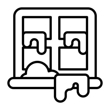 Snowfall on window vector icon in trendy style