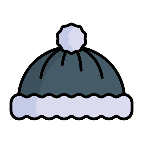 Winter cap vector design icon, winter beanie