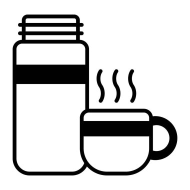 Tea cup and thermos vector icon in trendy style
