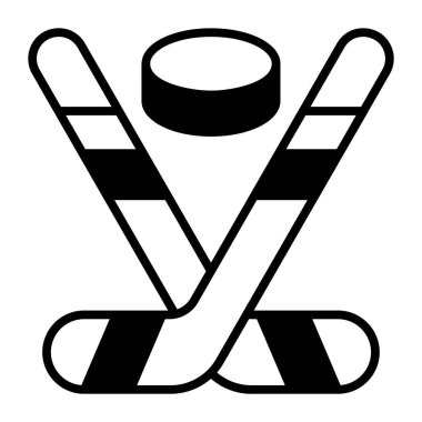 Ice hockey sticks with puck vector icon design