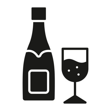 Şarap şişesi kabartma simgesi beyaz arkaplanda izole