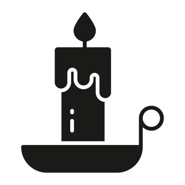burning candle glyph icon isolated on white background