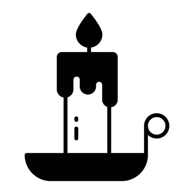 burning candle glyph icon isolated on white background