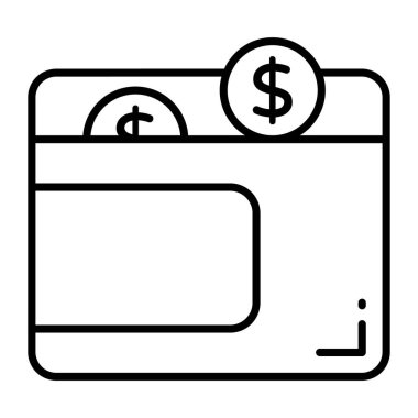 Billfold , cash wallet vector icon