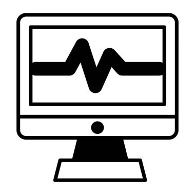 Electrocardiogram for heartbeat checking icon
