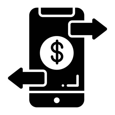 mobile transaction vector icon isolated on white background