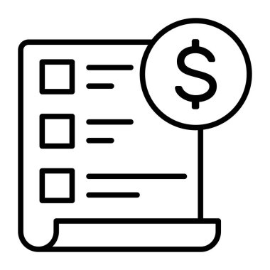 Dollar coin on page concept of invoice vector icon