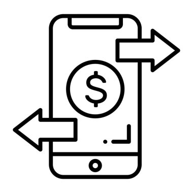 mobile transaction vector icon isolated on white background