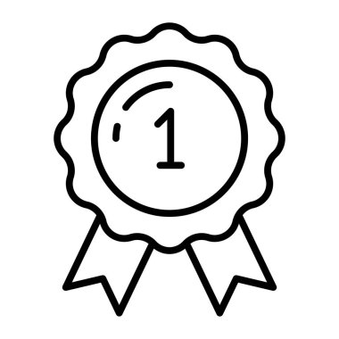 A trendy vector design of first prize, ribbon badge