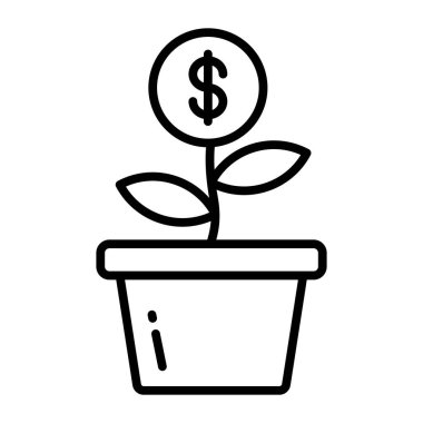 Money growth vector icon, money plant