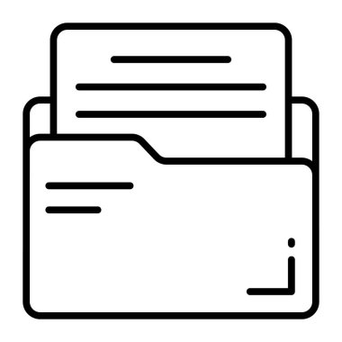 Folder icon containing document isolated on white background