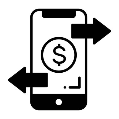 mobile transaction vector icon isolated on white background