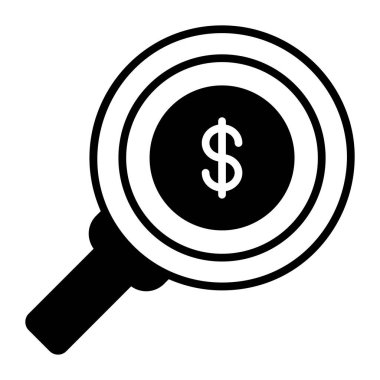 Dollar under Magnifying glass searching finance icon, business search icon