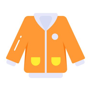 Kış sezonu erkek kıyafetleri, modern tarzdaki ceketin vektör simgesi.