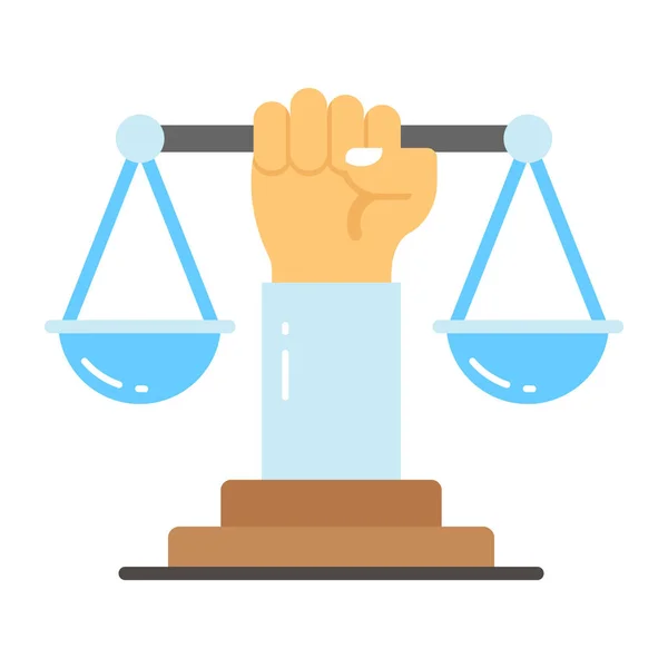 Hand Holding Balance Scale Denoting Vector Justice Easy Use Icon — Stock Vector