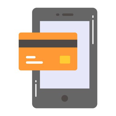 Çevrimiçi ödeme kavramını gösteren ATM kartı olan cep telefonu
