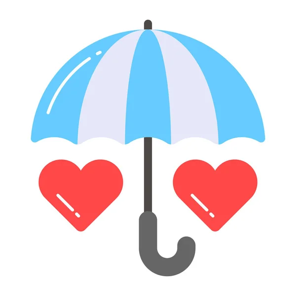 Şemsiyenin Içindeki Kalpler Sigorta Vektörü Prim Simgesi — Stok Vektör