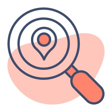 Konum broşu büyüteç altında, konum aramasının konum vektörü modayı biçiminde