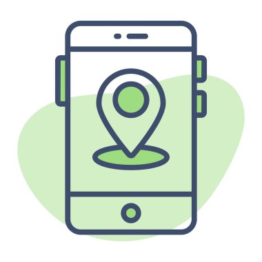 Mobil konum vektörünü gösteren bir harita iğnesi