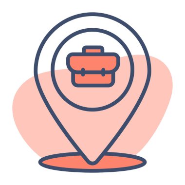 İş yeri konumunu gösteren harita pin vektörlü iş çantası