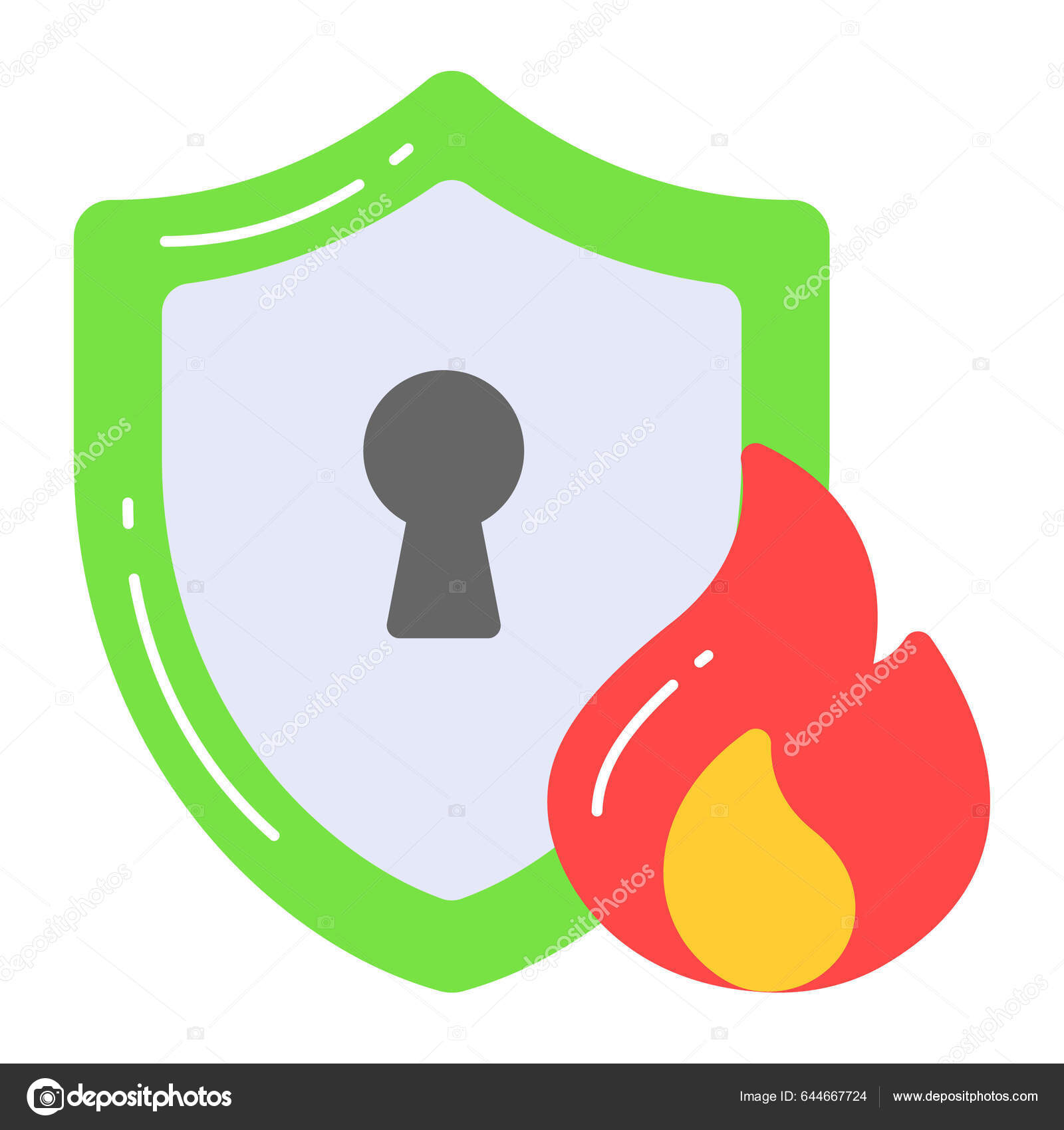 Protection Shield Fire Flame Showing Concept Fire Protection Vector