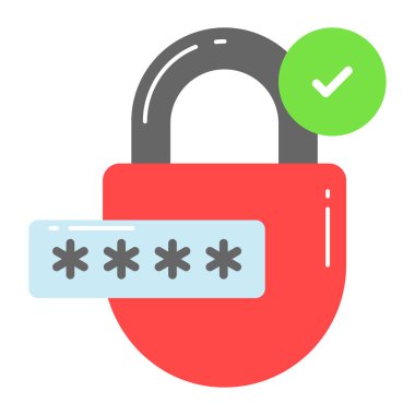 Güvenli parola vektörünü gösteren işaretli asma kilit